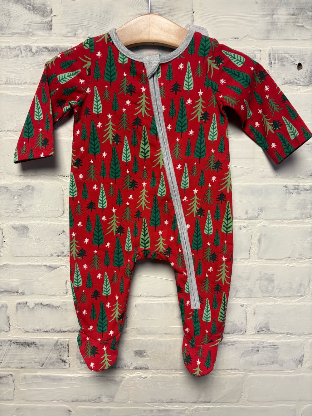 Mud Pie Red Holiday Tree Footed Baby One-Piece